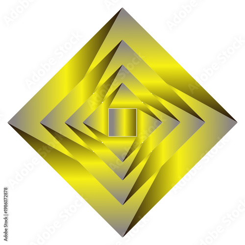 ´´Abstract golden geometric diamond spiral on blue background´´
