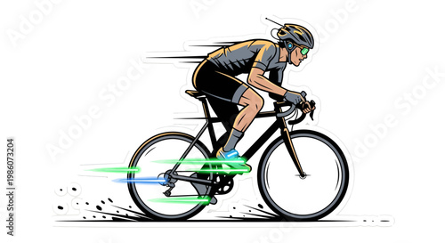 Cyclist riding bicycle fast motion blur background