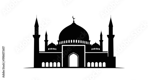 Foto EID -UL ADHA Mosque, Islamic Architecture, Black Silhouette, Vector Illustration