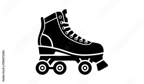 Roller skate icon vector black silhouette skating shoe isolated on white