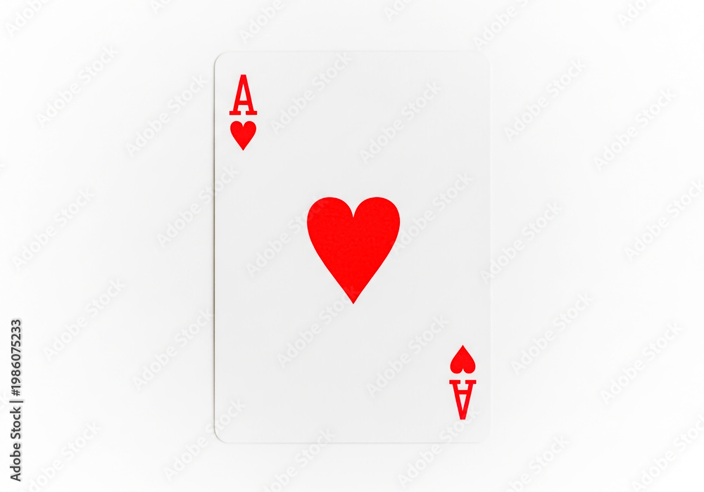 Obraz premium Ace of hearts playing card displayed against a plain background