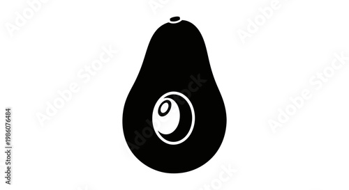 Fruites Avocado, Yin Yang Symbol, Black Icon, Food Illustration, Vector Graphic isolated on White Background vactor EPS