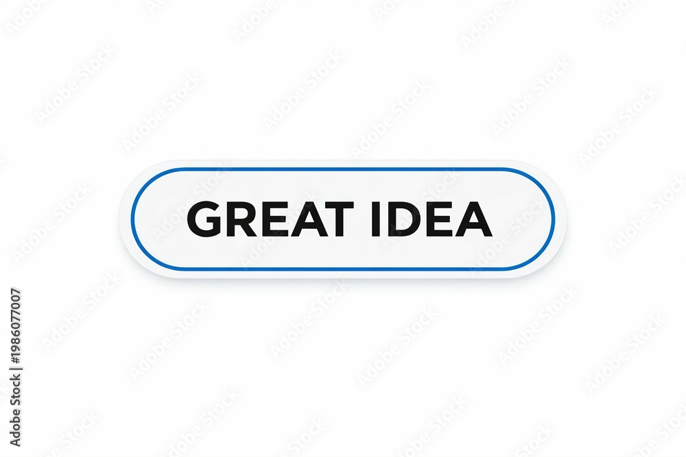 Fototapeta premium A blue bordered badge displaying the text great idea in bold black letters