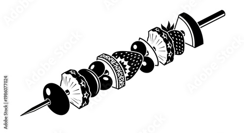Fruites Shish kebab, skewered meat, grilled food, barbecue vector isolated on White Background vactor EPS