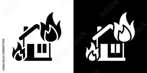 House On Fire Icon Set Multiple Style Collection