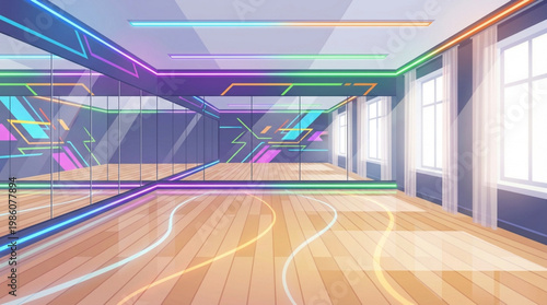 Wooden Floor With White Lines.