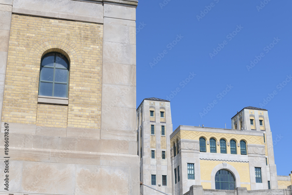 Obraz premium R.C. Harris Water Treatment Plant; Thomas C. Pomphrey; Art Deco and Byzantine; 1941; 2701 Queen Street East, Toronto; municipal water purification and distribution