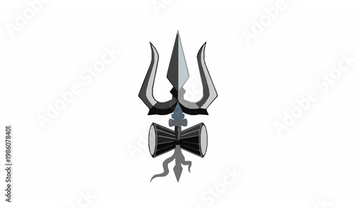 Modern Geometric Lord Shiva Trishul and Damaru Minimal Vector Illustration for Spiritual Festival Design
