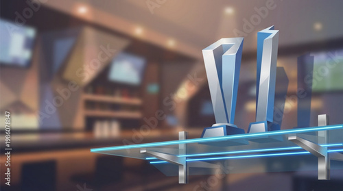 Modern beer tap handles closeup.