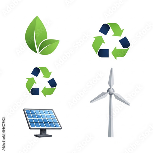 Clean vector icons isolated on minimal shadow, high detail, professional, commercial use, sustainability