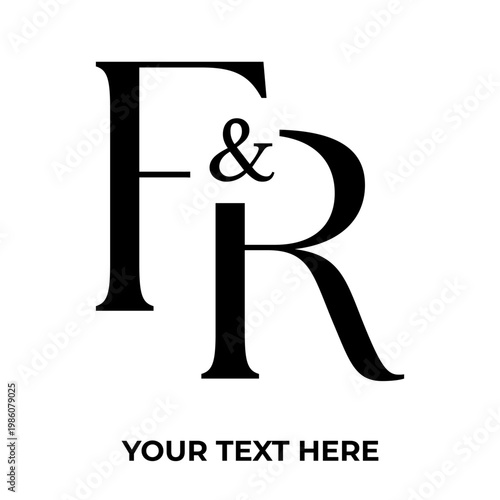 Elegant Monogram FR with Ampersand and Placeholder Text.