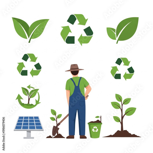 Clean vector farmer graphic on isolated high detail professional commercial use