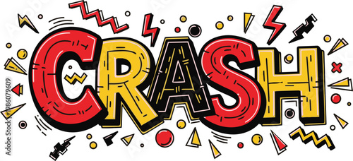 Crash Comic Speech Bubble Illustration, Pop Art Retro Word Expression with Lightning Bolts, Vintage Cartoon Explosion Vector Design for Marketing and Social Media Impact