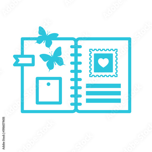 Scrapbooking icon. Isolated on white. Blue icon