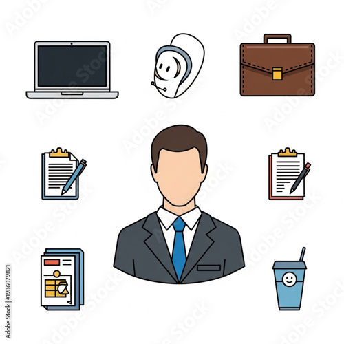 clean vector illustration of professional man in office