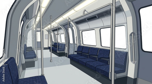 Interior of a modern subway car.