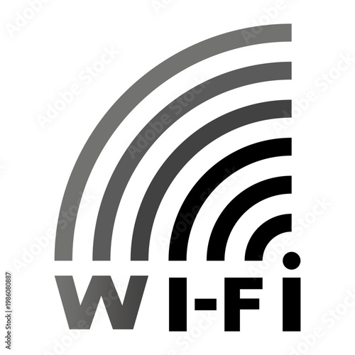 Modern wireless connectivity emblem, simple network status sign isolated on white, geometric technology concept, vector art.