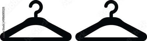 Two black hangers with curved hooks displayed side by side