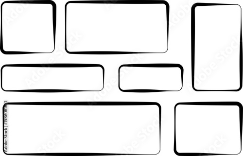 Collection of different rectangular and square outline shapes arranged in a grid pattern isolated on transparent background