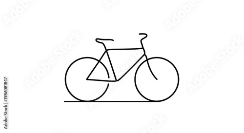 A continuous single-line art drawing of a bicycle in a modern studio setting featuring stark light and a clean, minimalist aesthetic with monochrome tones.