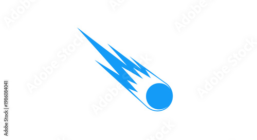 Blue Comet or Meteoroid Streaking Across Space.