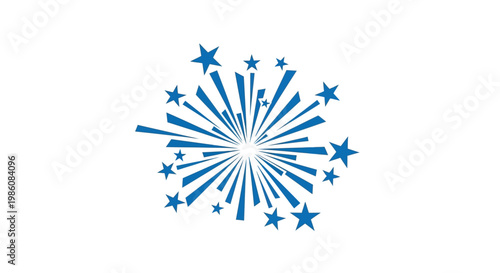 Photos Blue starburst firework explodes in air.