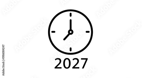 Clock face with year number.