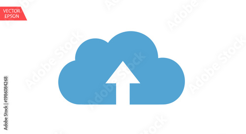 Cloud with upward pointing white arrow.