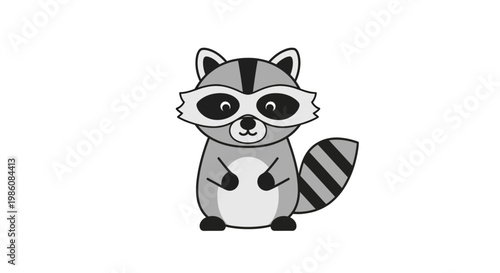 Cute cartoon raccoon standing upright.