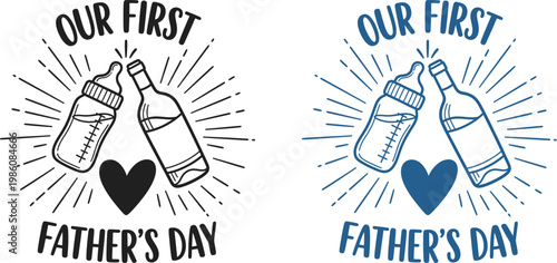 Celebrate our first father's day heartwarming bottle heart designs for dad's special day