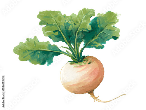 Light orange turnip with leafy greens
