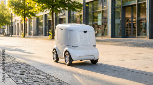 Autonomous delivery robot on city sidewalk future of logistics and urban transportation