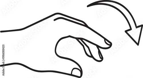 A hand with index finger pointing down