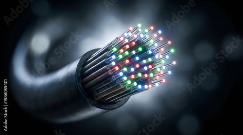 Fiber optic cable with brilliant light emission data transmission technology