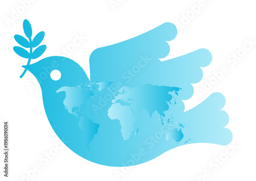 平和の鳩と世界地図のアイコン