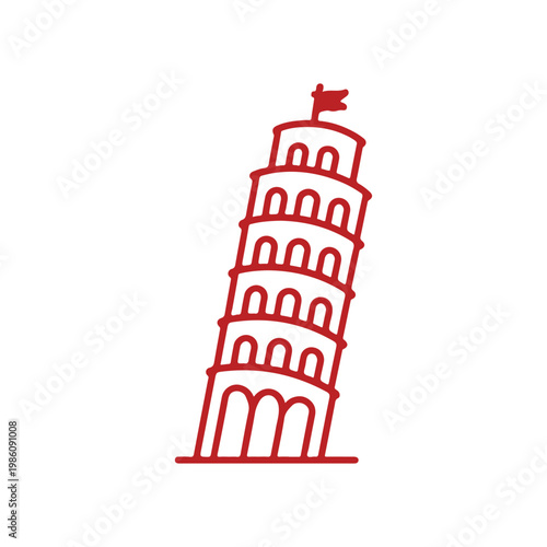 Leaning Tower of Pisa landmark line icon
Vector landmark on a white background