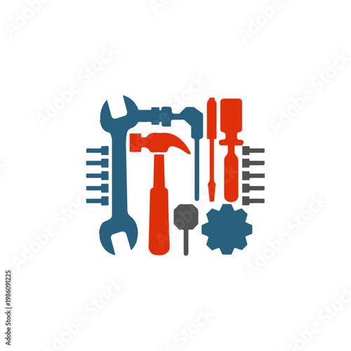 Technology Workers Vector Icons – Labor Day, AI Workforce, Tools, Social Movement
