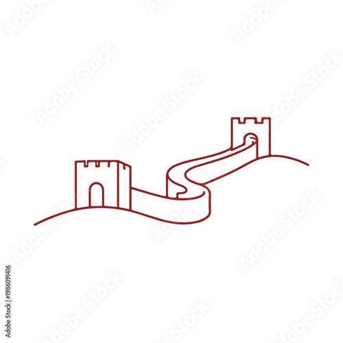 Great Wall of China landmark line icon
Vector landmark on a white background