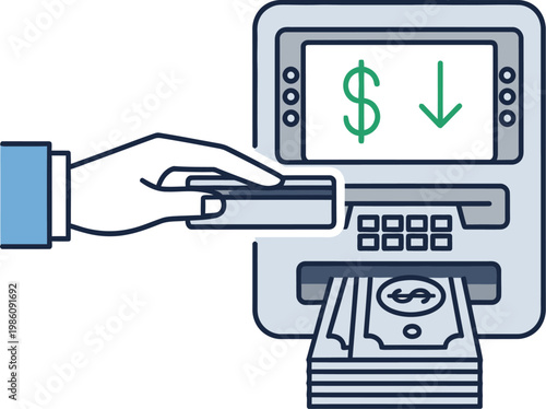 A hand inserting a card into an atm