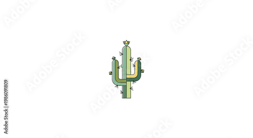 Minimalist green cactus illustration with spines and small flowers on top last2026.