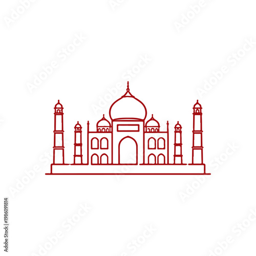 Taj Mahal landmark line icon
Vector landmark on a white background