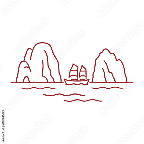 Bilde på lerret Ha Long Bay landmark line icon
Vector landmark on a white background