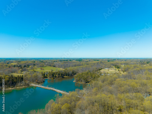 Aerial Landscape of Forest and Water