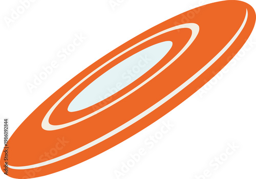 Orange frisbee with white lines and center
