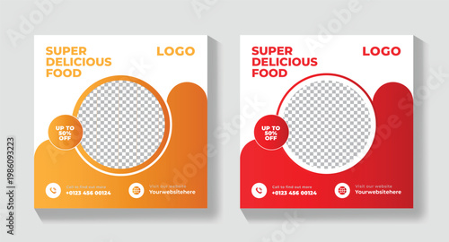 Creative Food Social Media Banner Template, Modern Restaurant Post Design