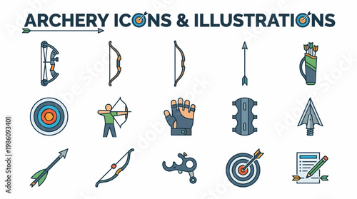 Archery Icons and Illustrations Set