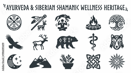 Ayurveda Siberian Shamanic Wellness Heritage Symbols