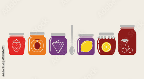 Jars of homemade fruit preserves.