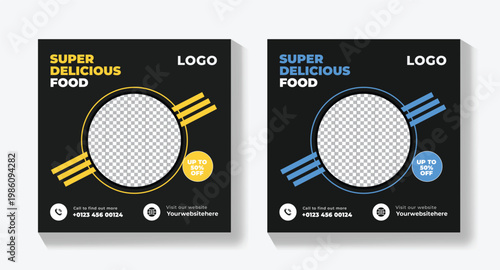 Creative Food Social Media Banner Template, Modern Restaurant Post Design