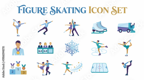 Figure Skating Icon Set Vector Illustration